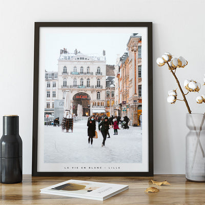 Affiche - Poster de la Grand'Place sous la neige à Lille - Photographie de Benjamin Clipet - Une idée cadeau de décoration à offrir à un proche